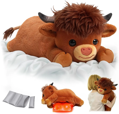 MeWaii® 5lbs Highland Cow Weighted Stuffed Animal  – Microwavable Plush Heating Pad for Anxiety Relief, Cramps & Sleep Gift