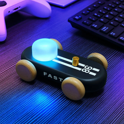 GOOD KART NIGHT LIGHT – Wooden Go Kart LED Table Lamp with RGB & Warm Light, Dimmable Bedside Ambient Light, Rechargeable Decorative Night Lamp