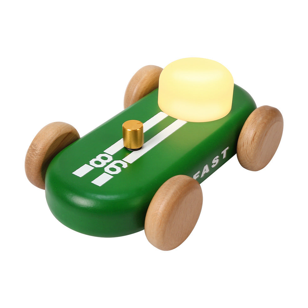 GOOD KART NIGHT LIGHT – Wooden Go Kart LED Table Lamp with RGB & Warm Light, Dimmable Bedside Ambient Light, Rechargeable Decorative Night Lamp