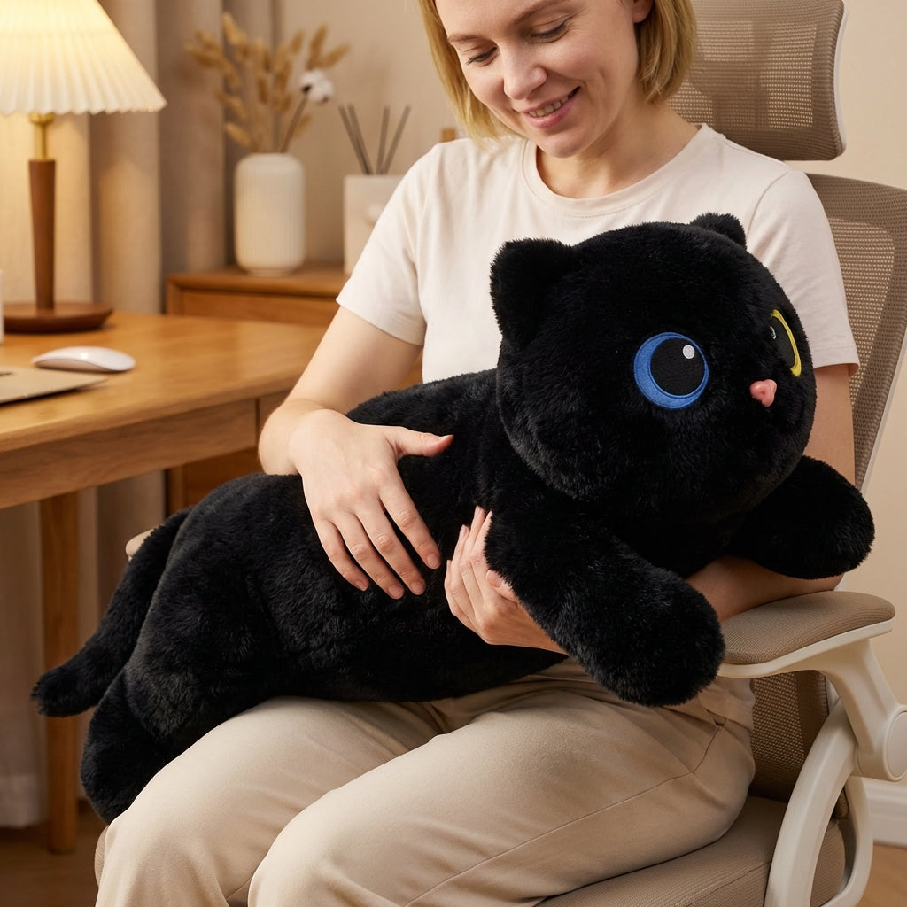 Mewaii® 5lb Weighted Stuffed Animals with Microwavable Heating Pad -  Adjustable, Heatable & Coolable Plush for Realistic Hug（Black Cat，23 INCH）