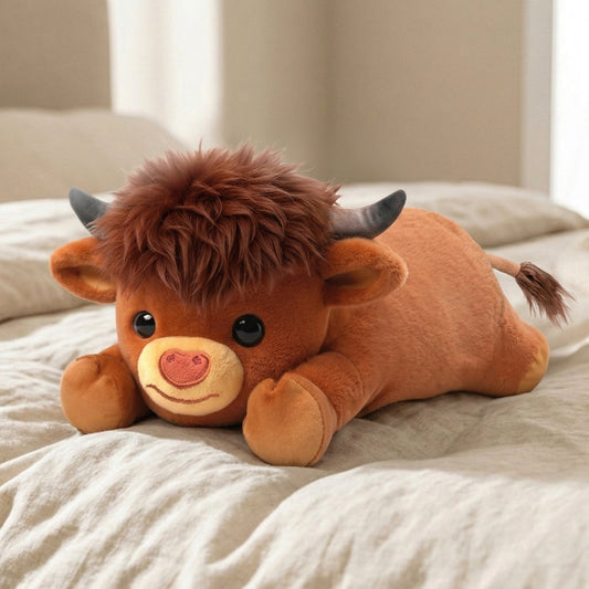 MeWaii® 5lbs Highland Cow Weighted Stuffed Animal  – Microwavable Plush Heating Pad for Anxiety Relief, Cramps & Sleep Gift